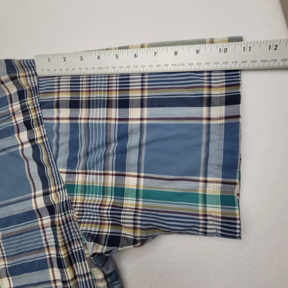 Wrangler Western Shirt XXL Plaid Snap Button Short‎ Sleeve Blue Green